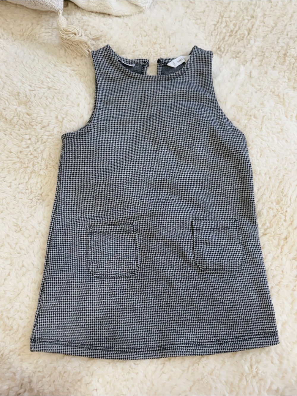 Mango Blue & White Mini Shift Dress with Front Pockets